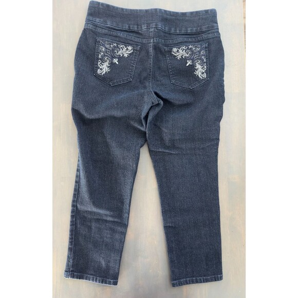 Denim & Co Perfect Denim Indigo Smooth Waist Ankle Jeans Dk Indigo 14P - Picture 1 of 7